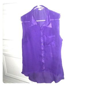 🍁 Purple Button Down Blouse with Front Pocket